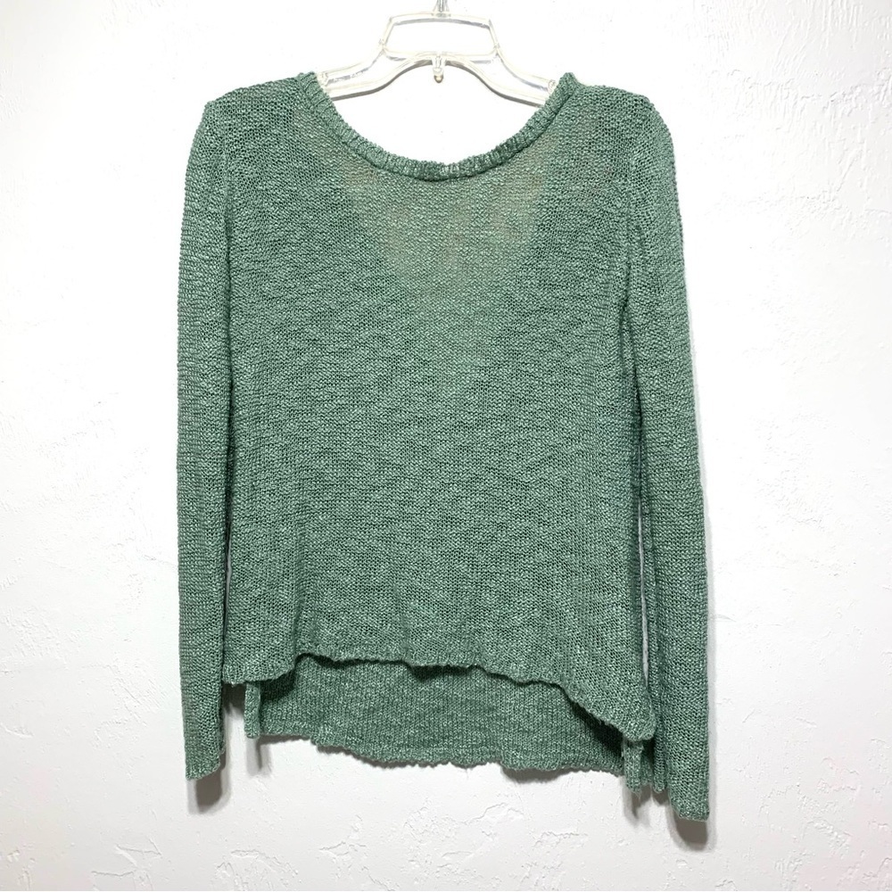 Pink Republic Open Knit Long Sleeve Round Neck Sweater Teal Blue size Small - Picture 1 of 7